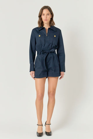 Carson Big Pocket Romper Navy - English Factory - COLOR GAME