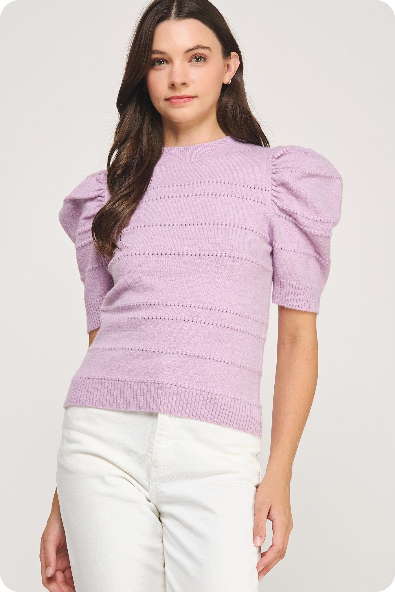 Carter Mock Neck Pointelle Knit Sweater - Color Game - COLOR GAME