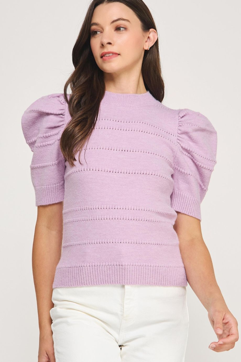 Carter Mock Neck Pointelle Knit Sweater - Color Game - COLOR GAME