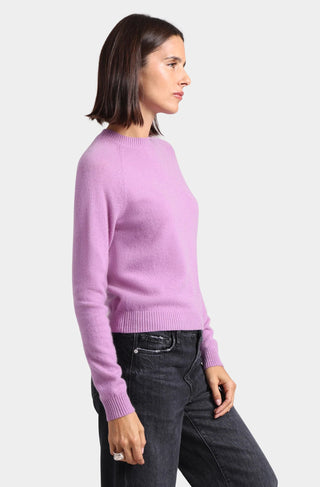 Cashmere Long Sleeve Shrunken Crew Purple Heart - Minnie Rose - COLOR GAME