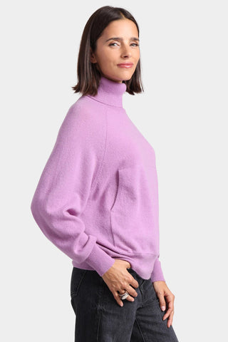 Cashmere Oversized Turtleneck With Front Pocket Purple Heart - Minnie Rose - COLOR GAME