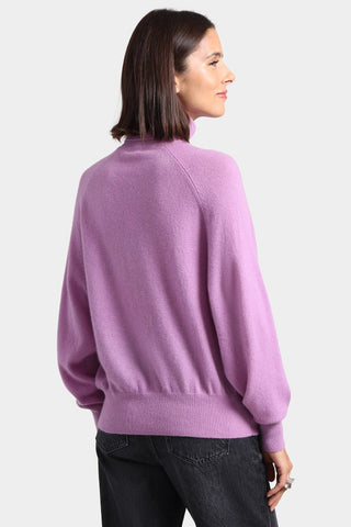 Cashmere Oversized Turtleneck With Front Pocket Purple Heart - Minnie Rose - COLOR GAME