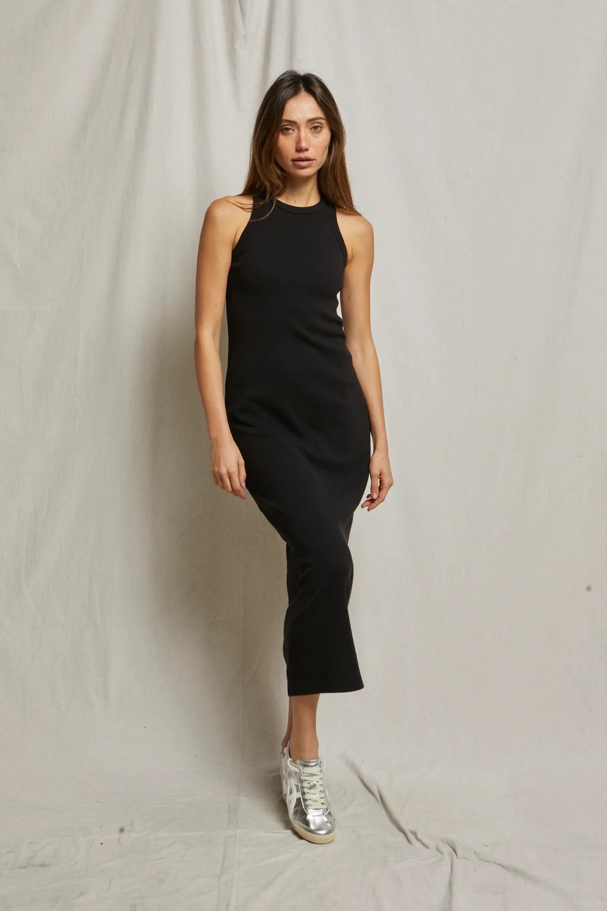 Cassidy Structured Rib Maxi Dress True Black - perfectwhitetee - COLOR GAME