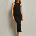 Cassidy Structured Rib Maxi Dress True Black - perfectwhitetee - COLOR GAME