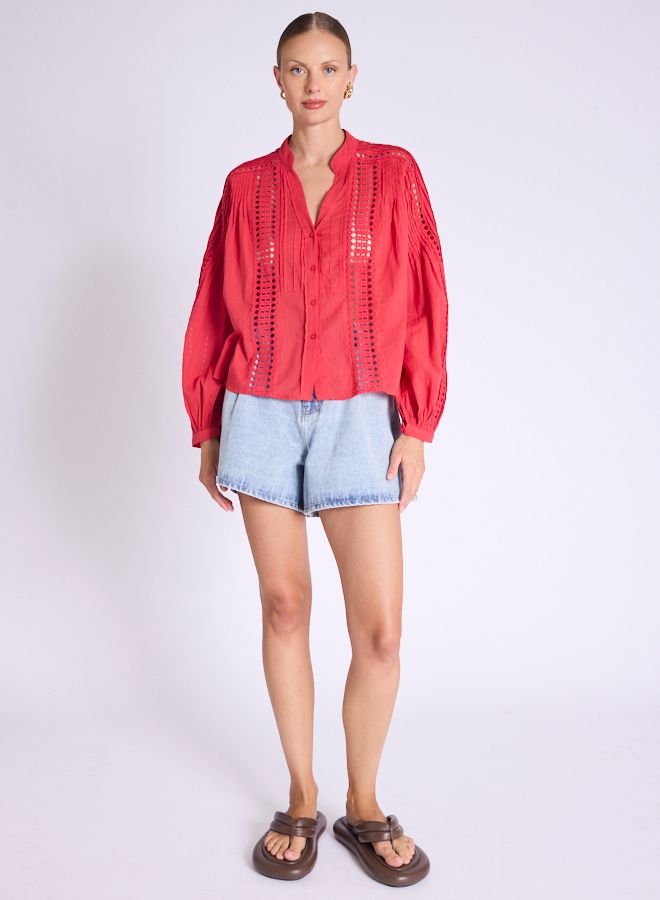 Celinda Embroidered Blouse Coral - Berenice - COLOR GAME