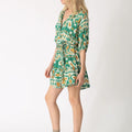 Clarissa Dress Ikat Emerald - Electric & Rose - COLOR GAME