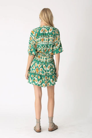 Clarissa Dress Ikat Emerald - Electric & Rose - COLOR GAME