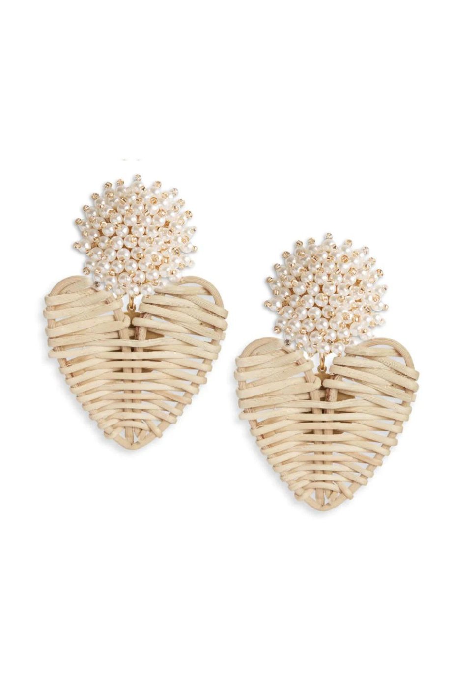 Cluster Pearl Rattan Heart Drops- Natural - Neely Phelan - Color Game