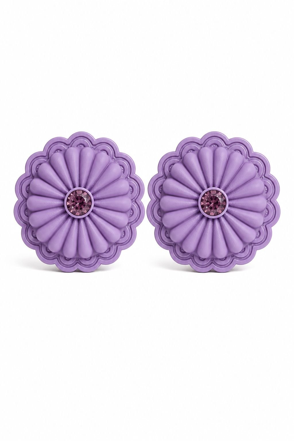 Concho Statement Earrings Purple - Rahya Jewelry Design - COLOR GAME