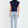 Contrast Merrow Detail Ruffled Knit Top - English Factory - Color Game