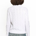 Cotton Cable V - Neck Collared Sweater White - Minnie Rose - COLOR GAME