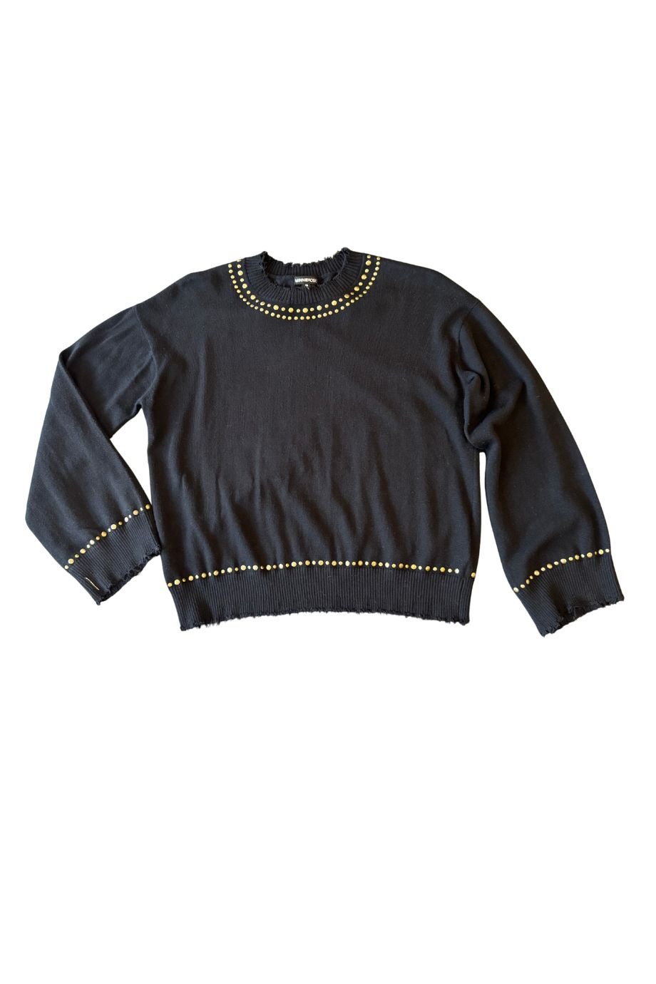 Cotton Cashmere Frayed Crew with Studs - Minnie Rose - COLOR GAME