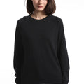 Cotton Cashmere Frayed Edge Crew Black - Minnie Rose - COLOR GAME