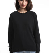 Cotton Cashmere Frayed Edge Crew Black - Minnie Rose - COLOR GAME