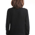 Cotton Cashmere Frayed Edge Crew Black - Minnie Rose - COLOR GAME