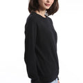 Cotton Cashmere Frayed Edge Crew Black - Minnie Rose - COLOR GAME