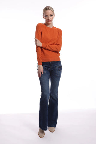 Cotton Cashmere Frayed Edge Crew Marmalade - Minnie Rose - COLOR GAME