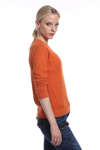 Cotton Cashmere Frayed Edge Crew Marmalade - Minnie Rose - COLOR GAME