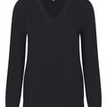 Cotton Cashmere Frayed Edge V - Neck Black - Minnie Rose - COLOR GAME