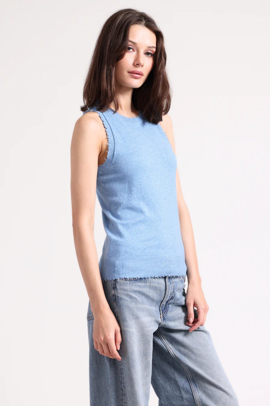 Cotton Cashmere Frayed Tank - Minnie Rose - COLOR GAME