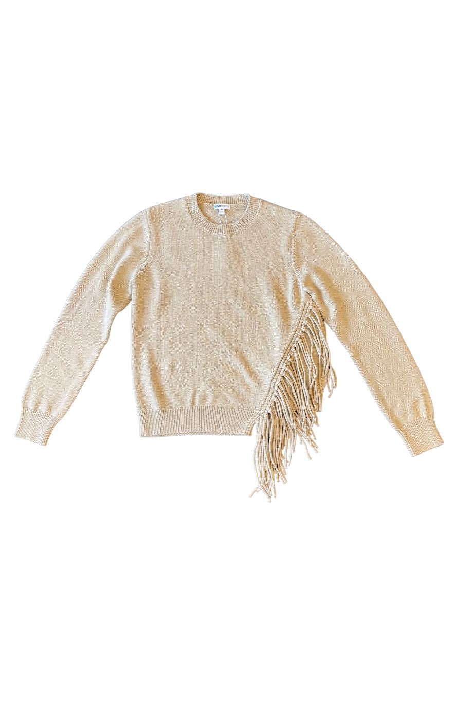 Cotton Cashmere Fringe Trim Sweater - Minnie Rose - COLOR GAME