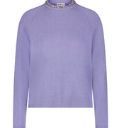 Cotton Cashmere Jewel Neck Sweater Lilac Frost - Minnie Rose - COLOR GAME