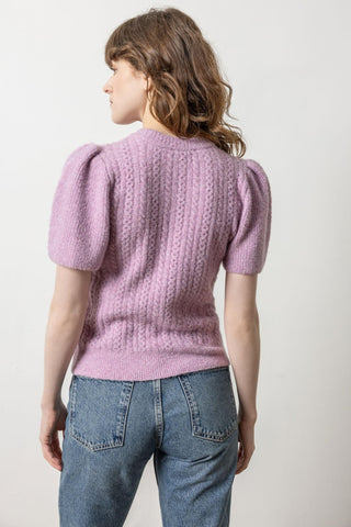 Crew Neck Flutter Sleeve Sweater Wisteria - Lilla P - COLOR GAME