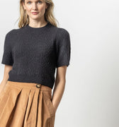 Cropped Cable Sweater Black - Lilla P - COLOR GAME