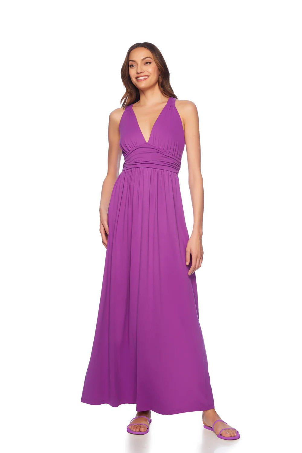 Cross - Back Gathered Maxi Dress Bayberry - Susana Monaco - COLOR GAME