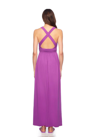 Cross - Back Gathered Maxi Dress Bayberry - Susana Monaco - COLOR GAME