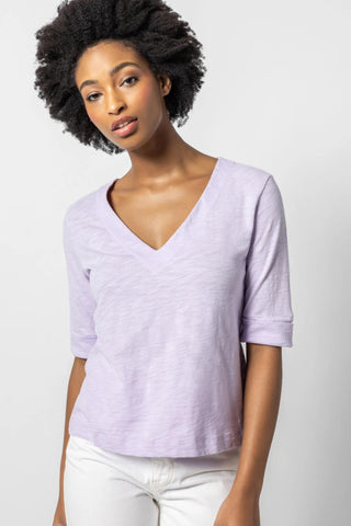 Cuffed Elbow V-Neck Lily - Lilla P - Color Game