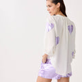 Cupid Linen Shirt With Metallic Violet Hearts - Lanhtropy - Color Game