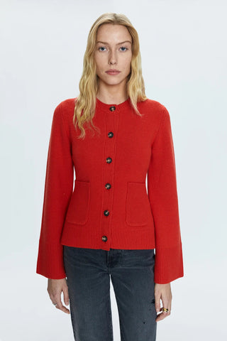 Dani Cinched Waist Cardigan Rouge - Pistola - COLOR GAME