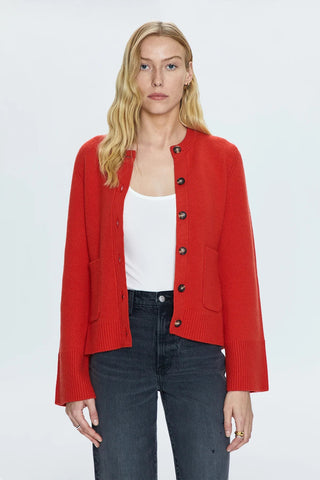 Dani Cinched Waist Cardigan Rouge - Pistola - COLOR GAME