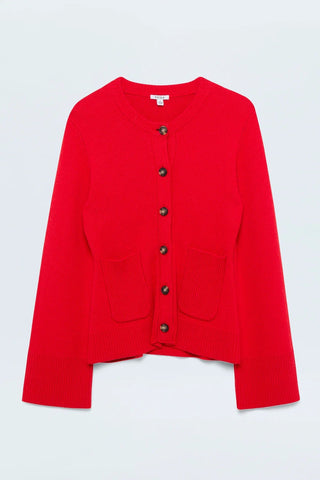 Dani Cinched Waist Cardigan Rouge - Pistola - COLOR GAME