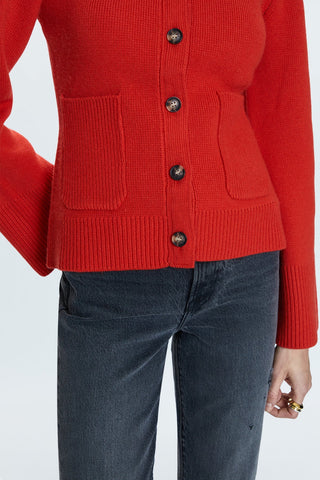 Dani Cinched Waist Cardigan Rouge - Pistola - COLOR GAME