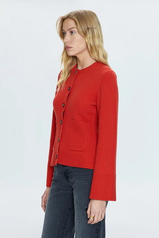 Dani Cinched Waist Cardigan Rouge - Pistola - COLOR GAME