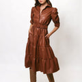 Darci Caramel Faux Leather Midi Dress - Hutch - COLOR GAME