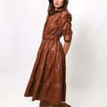 Darci Caramel Faux Leather Midi Dress - Hutch - COLOR GAME