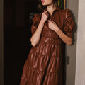 Darci Caramel Faux Leather Midi Dress - Hutch - COLOR GAME