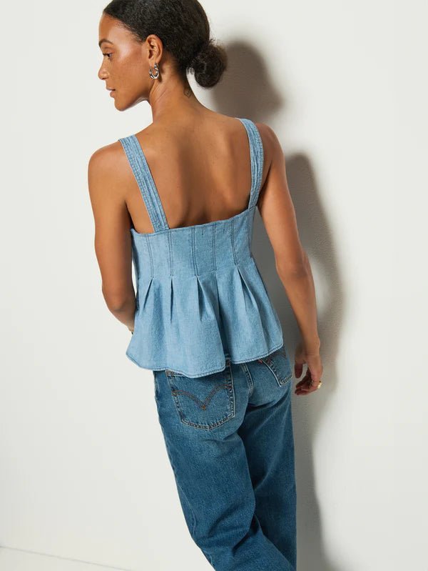 Dove Blue Chambray Pleated Tank - Nation LTD - COLOR GAME