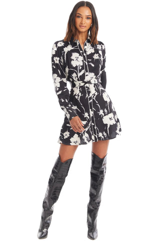 Dylan Mini Dress Black + Ivory Floral - Allison New York - COLOR GAME