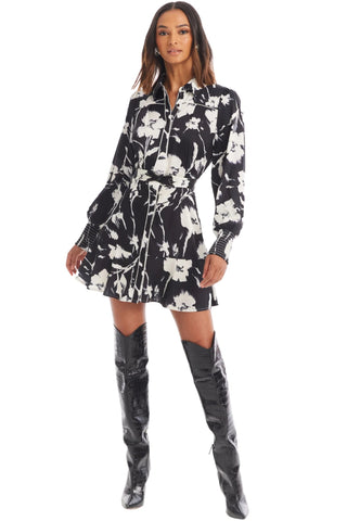 Dylan Mini Dress Black + Ivory Floral - Allison New York - COLOR GAME