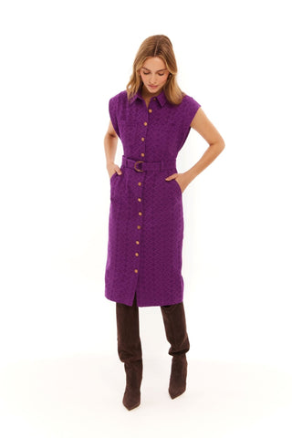 Eggplant Avril Eyelet Twill Dress - Allison New York - COLOR GAME