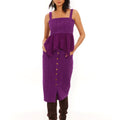 Eggplant Eyelet Twill Amal Midi Skirt - Allison New York - COLOR GAME