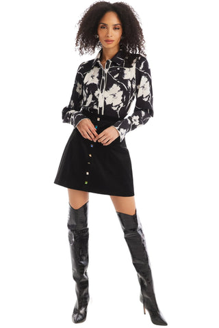 Eliza Blouse Black + Ivory Floral - Allison New York - COLOR GAME