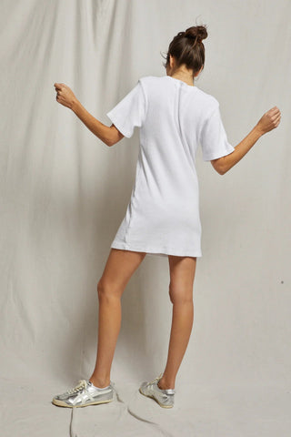 Emelia Loop Terry Tee Dress White - perfectwhitetee - Color Game