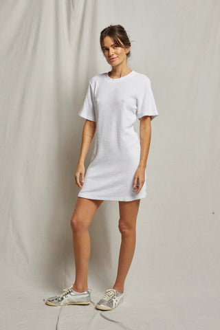 Emelia Loop Terry Tee Dress White - perfectwhitetee - Color Game