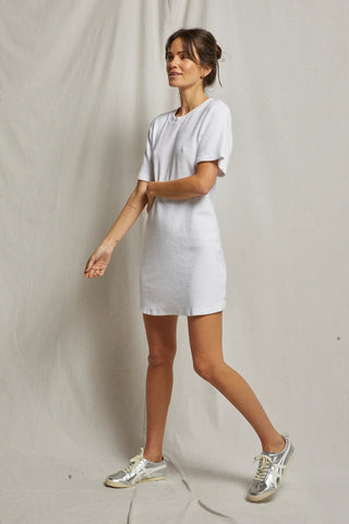 Emelia Loop Terry Tee Dress White - perfectwhitetee - Color Game