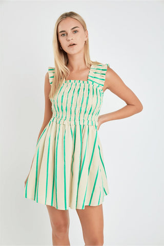 English Factory Stripe Ruffle Mini Dress - English Factory - Color Game